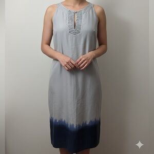 Banana Republic Gray and Navy Embellished Top